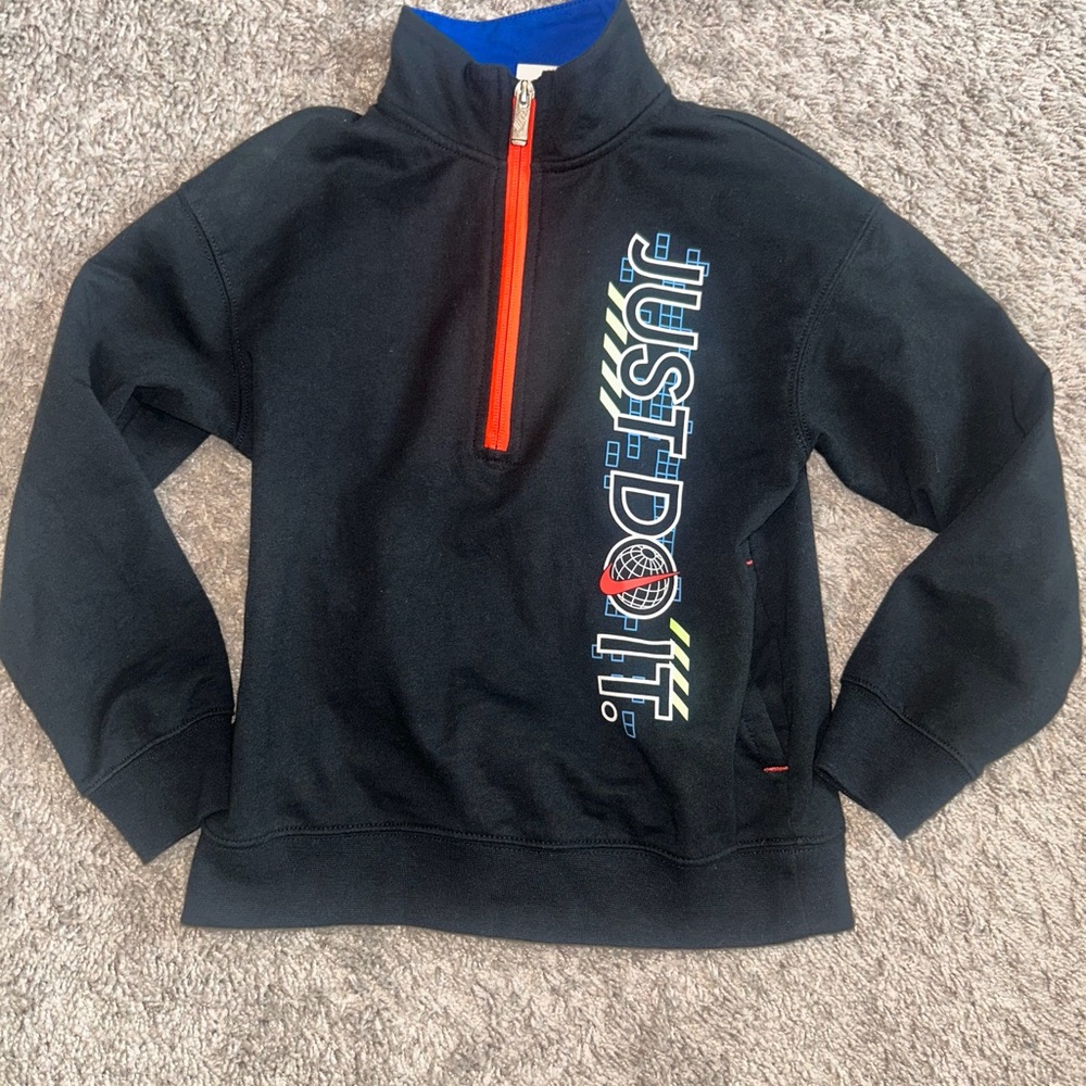 Nike Kids Black Half-Zip Sweatshirt with Just Do It Graphic